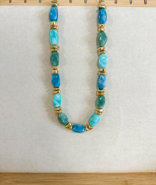 Blue & Green Statement Beaded Necklace