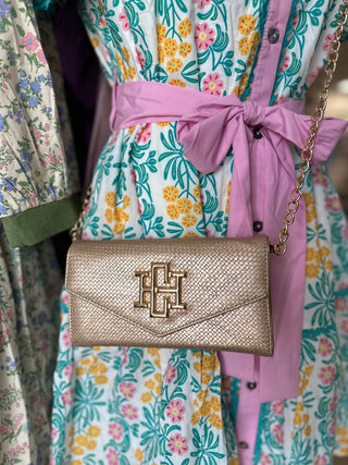 Woven Gold Carlington Clutch/Crossbody | Caroline Hill