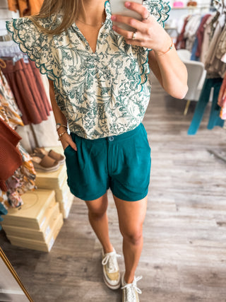 Hunter Green High Waisted Brooklyn Air Flow Shorts