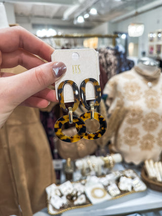 Tortoise Acrylic 2 Drop 1.5" Earring