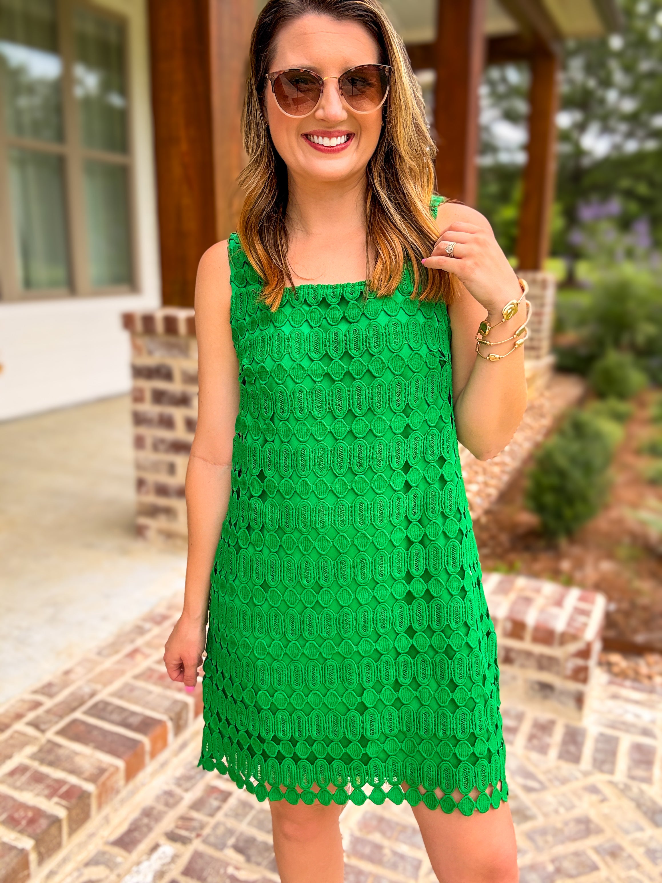 Green Sweetest Little Crochet Mini Dress Large Green Sweetest Little Crochet Mini Dress Large