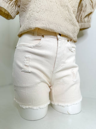 Cream Adaptable Fabric Shorts