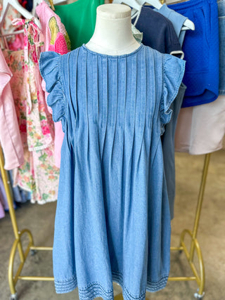 The Blue Skies Babydoll Denim Mini Dress
