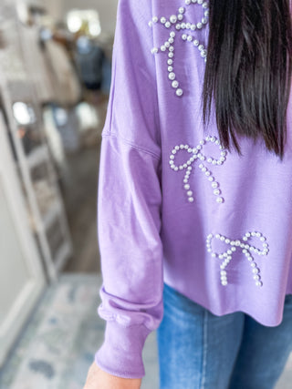 Purple Pretty In Pearls Long Sleeve Top
