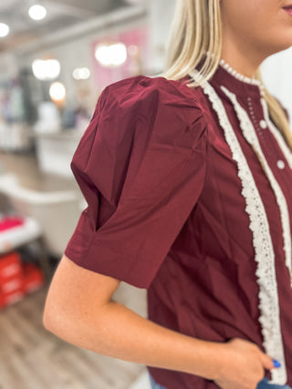 Burgundy Lace & Grace Top
