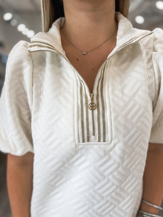 Quilted in Gold Mini Dress