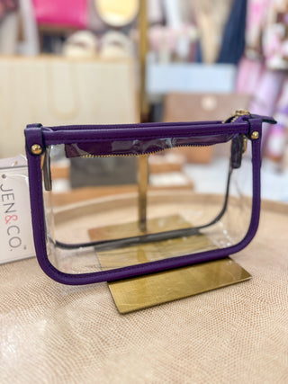 Purple Jessica Stadium Clear Crossbody Bag w/ Chain Accent