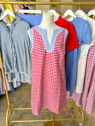 Red Firecracker Gingham Mini Dress
