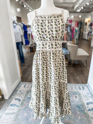 Olive Branch Woven Lace Midi Dress