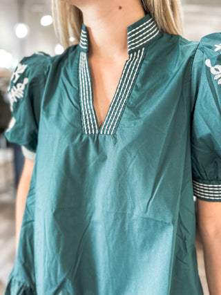 The Hunter Green Elowen Mini Dress