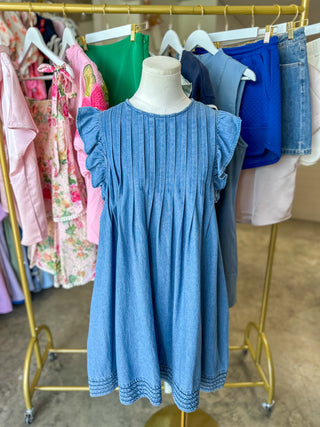 The Blue Skies Babydoll Denim Mini Dress
