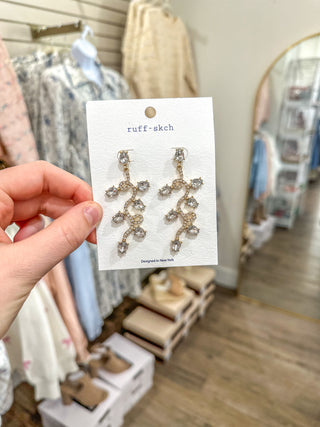 Golden Girl Crystal Flutter & Vine Earrings