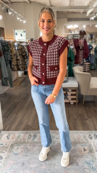 Burgundy Tweed & Tinsel Sweater Vest