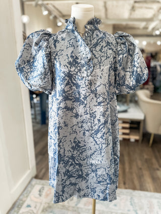 The Slate Blue Evangeline Grace Mini Dress