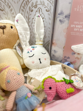 White W/ Flowers Rabbit Lovie