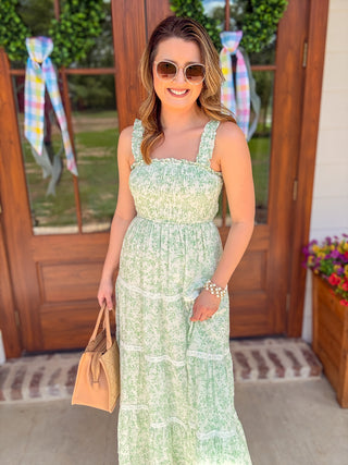 Green Prettiest Pick Floral Midi Dress