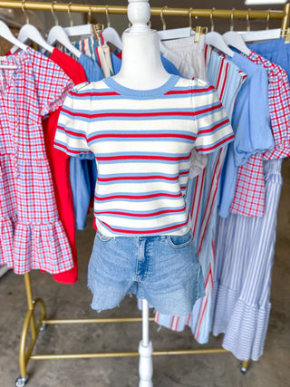 Red/Blue Retro Cutie Striped Top