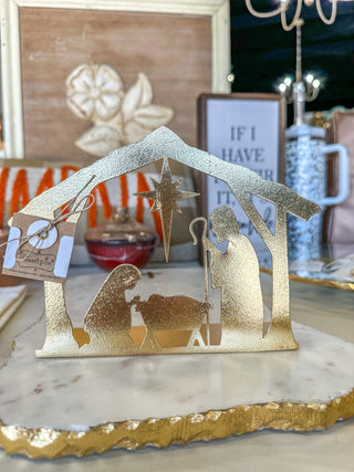 Gold Nativity Mantle Display