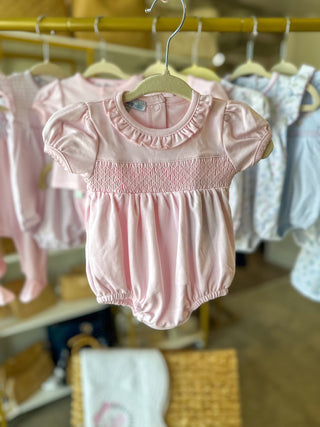 Essentials Solid Pink Smocked Bubble