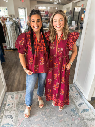 Garnet Tuscan Bloom Midi Dress