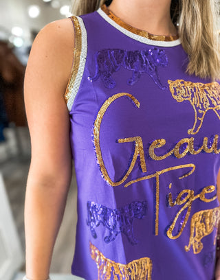 Tiger Strut Sequin Varsity Accents Tank Top