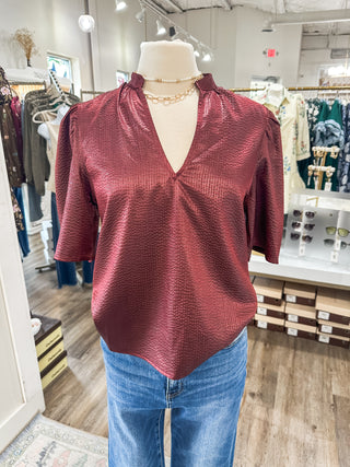 Burgundy Love Story Short Sleeve Top