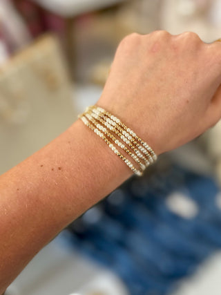 Gold & Pearl Set of 5 Beaded Stretch Bracelet