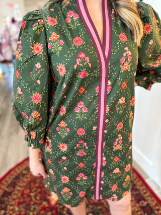 The Olive Floral Path Mini Dress