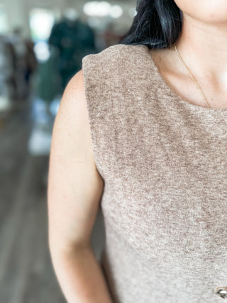 The Eleanor Gold Button Sleeveless Sweater