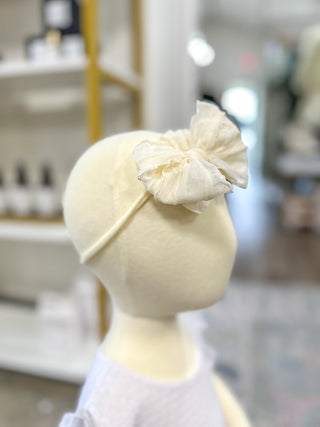 Frilly Frou Mini IVORY Bow Headband