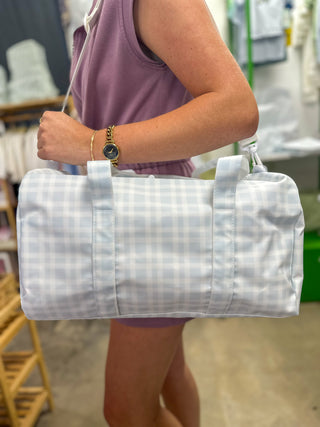 TRVL Blue Pimlico Plaid Weekender Duffel Bag