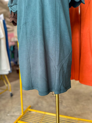 Forest Green Confident & Collected Half Zip Mini Dress