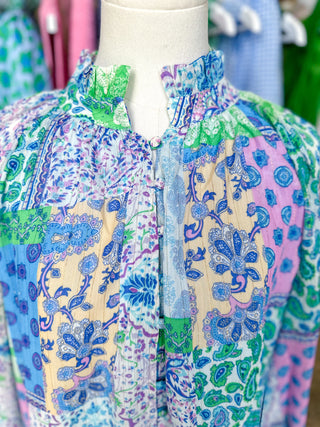Paisley's Patch Blue/Green/Purple Longsleeve Spring Top