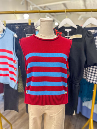 Burgundy Uptown Stripe Sweater Tank