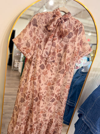 Taupe Wren Floral Maxi Dress