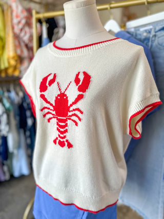 Crawfish Tails Red & Ivory Short Sleeve Sweater