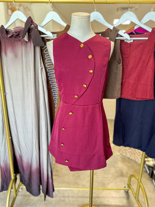 Red Mahogany All Buttoned Up Mini Dress