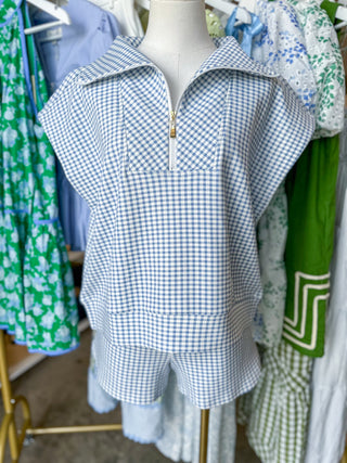 Blue On Repeat Gingham Shorts Set