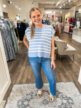 Light Blue Sunshine Daze Striped Sleeveless Sweater