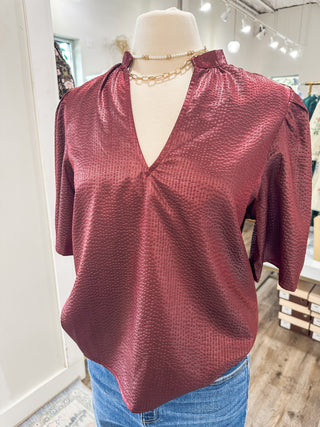 Burgundy Love Story Short Sleeve Top
