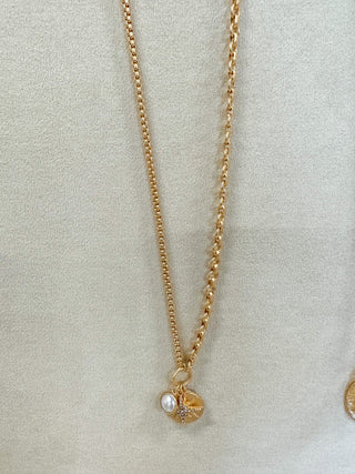 Helena Gold Textured Disc W/ Starburst Necklace