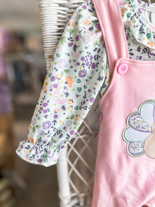 Pink Floral Turkey Applique Romper