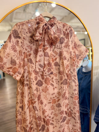 Taupe Wren Floral Maxi Dress