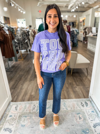 Violet Checker Touchdown Tee