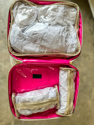 Large Punta Cana Champagne Pop Cosmetic Travel Case | Caroline Hill