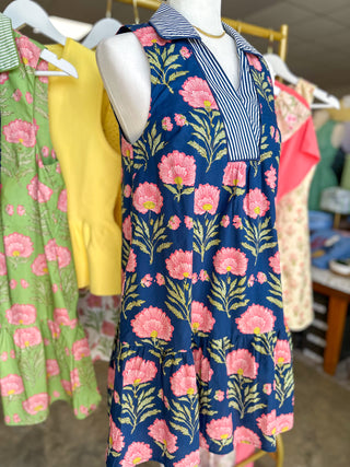 Navy Sweet Afternoon Floral Mini Dress