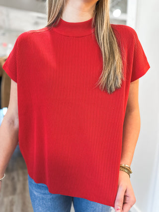 Ruby Mock Neck Short Sleeve Boxy Sweater