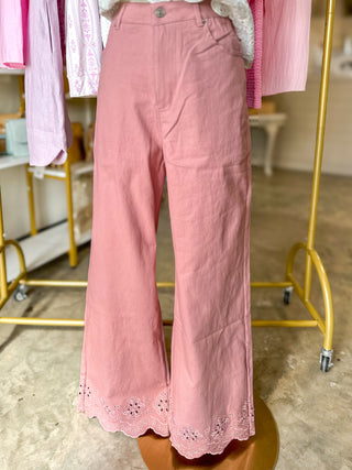 Pink Pretty Little Detail Wide Leg Pants