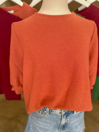 Burnt Orange Go-To Knit Short Sleeve Top
