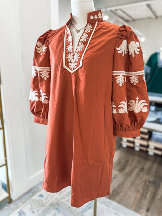 The Chestnut Ever After Embroidered Mini Dress